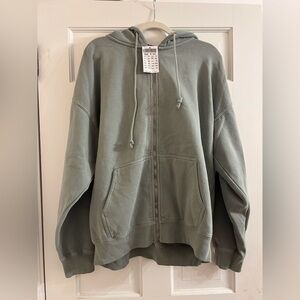 Brandy Melville Sage Green Zip Hoodie